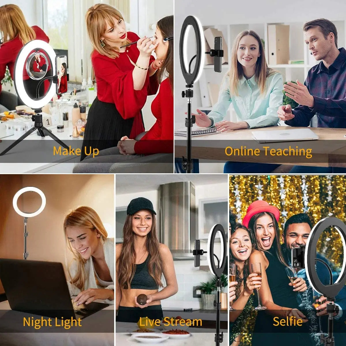 16/26/33cm LED Selfie Light Photography Lights With Tripod Bluetooth Remote Control Dimmable Ring Light For Video Live Fill Lamp