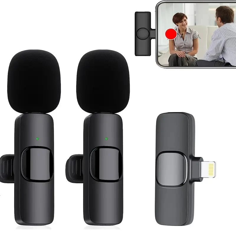 For iPhone Android Laptop Wireless Lavalier Microphone Audio Video Recording Mini Mic Live Gaming Mobile Phone Microphone