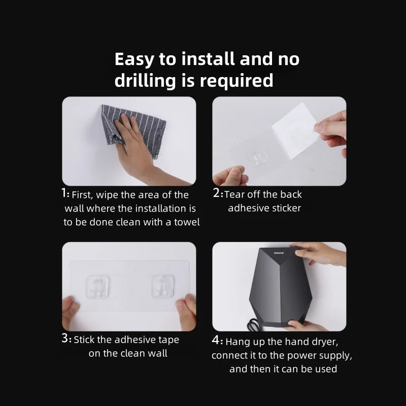 GMDQ Mini Fully Automatic Induction Hand Dryer 1600W Automatic High-speed Warm Air Hand Dryer