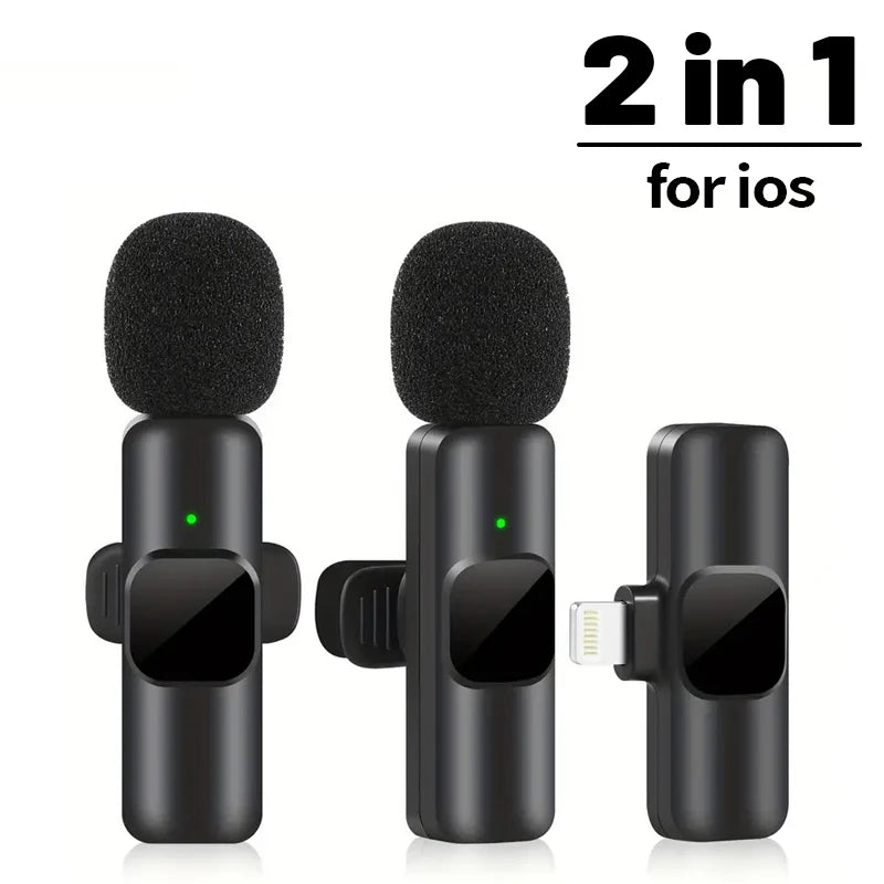 For iPhone Android Laptop Wireless Lavalier Microphone Audio Video Recording Mini Mic Live Gaming Mobile Phone Microphone