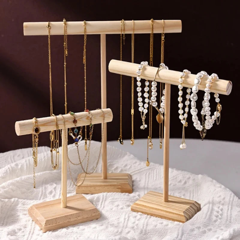 Solid Wood Jewelry Props Display Stand Bracelet Necklace Hair Band Jewelry Storage Display Rack With Wooden Base Supply
