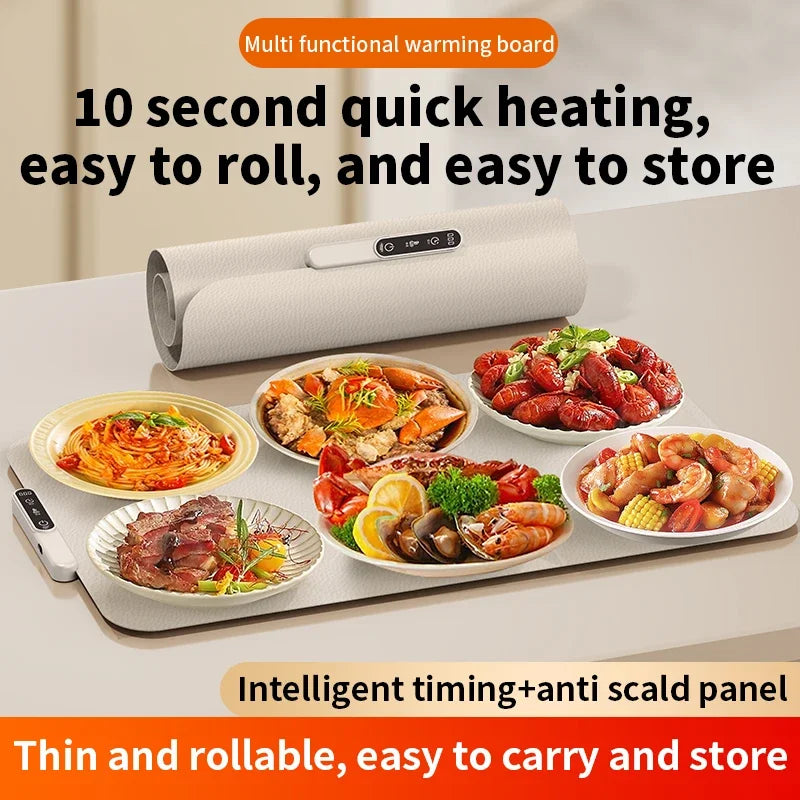 Electric Warming Tray Food Warmer Plate Foldable Portable Smart Food Fast Heating Mat Electric Warming Tray Food Warming Board