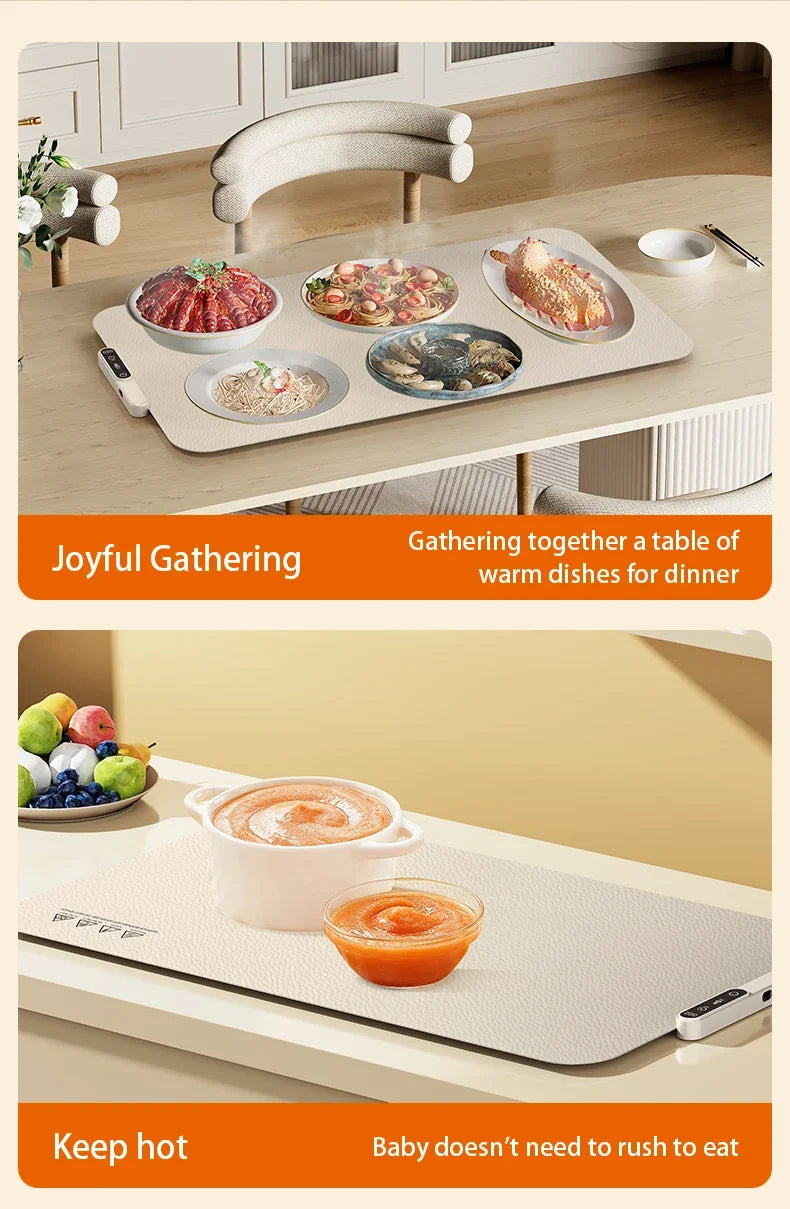 Electric Warming Tray Food Warmer Plate Foldable Portable Smart Food Fast Heating Mat Electric Warming Tray Food Warming Board