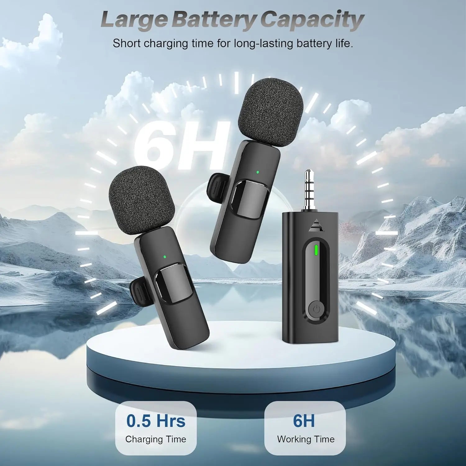 For iPhone Android Laptop Wireless Lavalier Microphone Audio Video Recording Mini Mic Live Gaming Mobile Phone Microphone