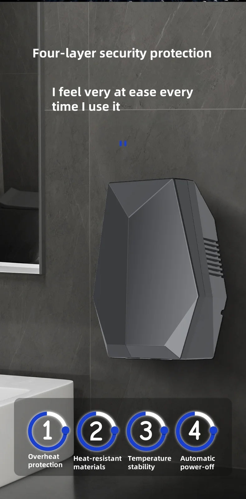 GMDQ Mini Fully Automatic Induction Hand Dryer 1600W Automatic High-speed Warm Air Hand Dryer