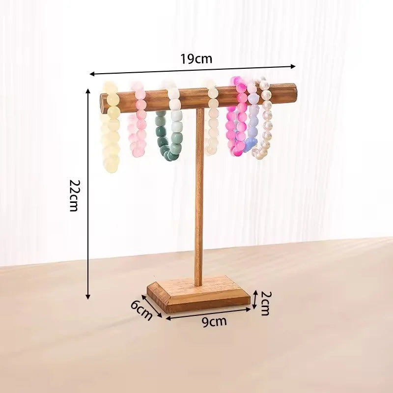 Solid Wood Jewelry Props Display Stand Bracelet Necklace Hair Band Jewelry Storage Display Rack With Wooden Base Supply