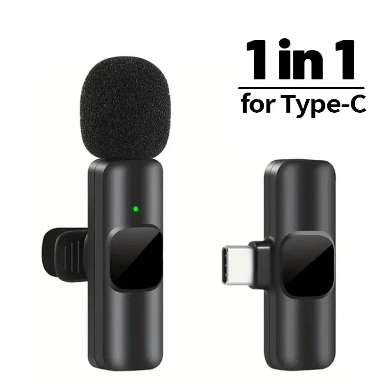 For iPhone Android Laptop Wireless Lavalier Microphone Audio Video Recording Mini Mic Live Gaming Mobile Phone Microphone
