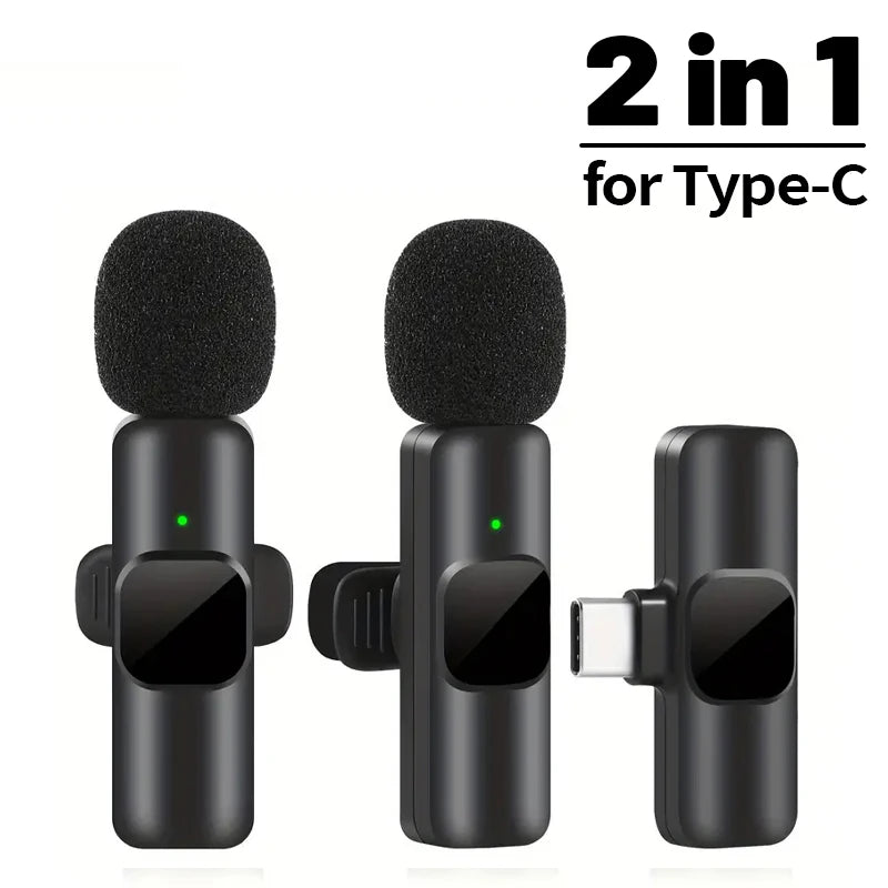 For iPhone Android Laptop Wireless Lavalier Microphone Audio Video Recording Mini Mic Live Gaming Mobile Phone Microphone
