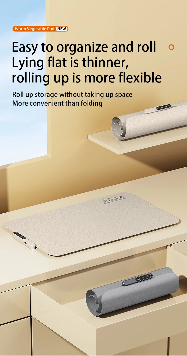 Electric Warming Tray Food Warmer Plate Foldable Portable Smart Food Fast Heating Mat Electric Warming Tray Food Warming Board