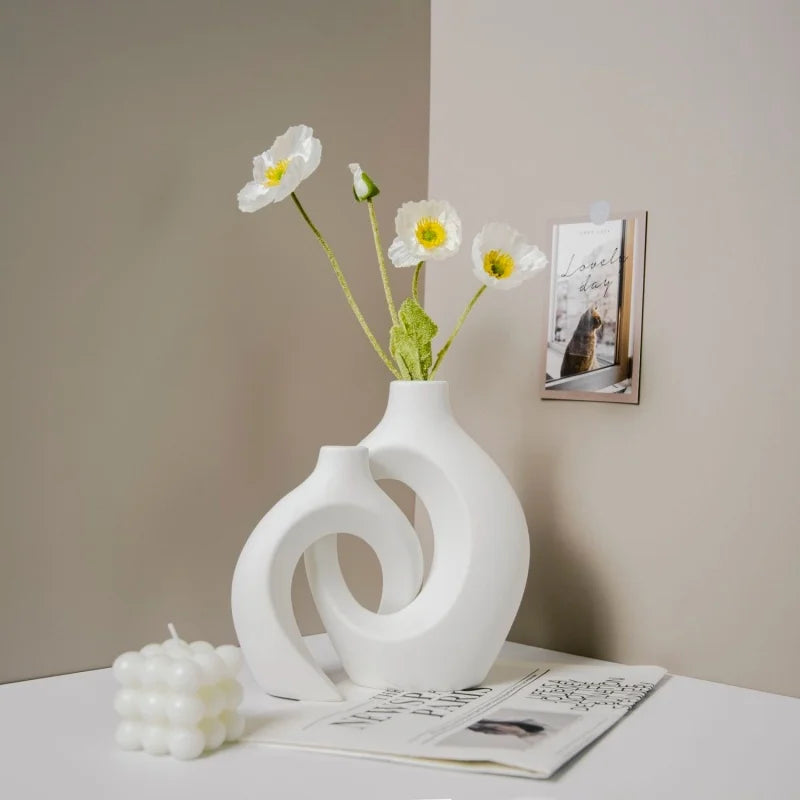 A Set of Hugging Vase Ornaments, Home Decoration Ornaments Plastic Vase, Dry Vase, Office, Entrance Cabinet Decorative Vase