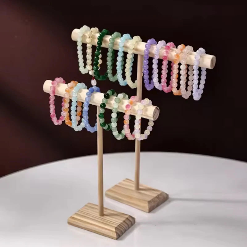 Solid Wood Jewelry Props Display Stand Bracelet Necklace Hair Band Jewelry Storage Display Rack With Wooden Base Supply