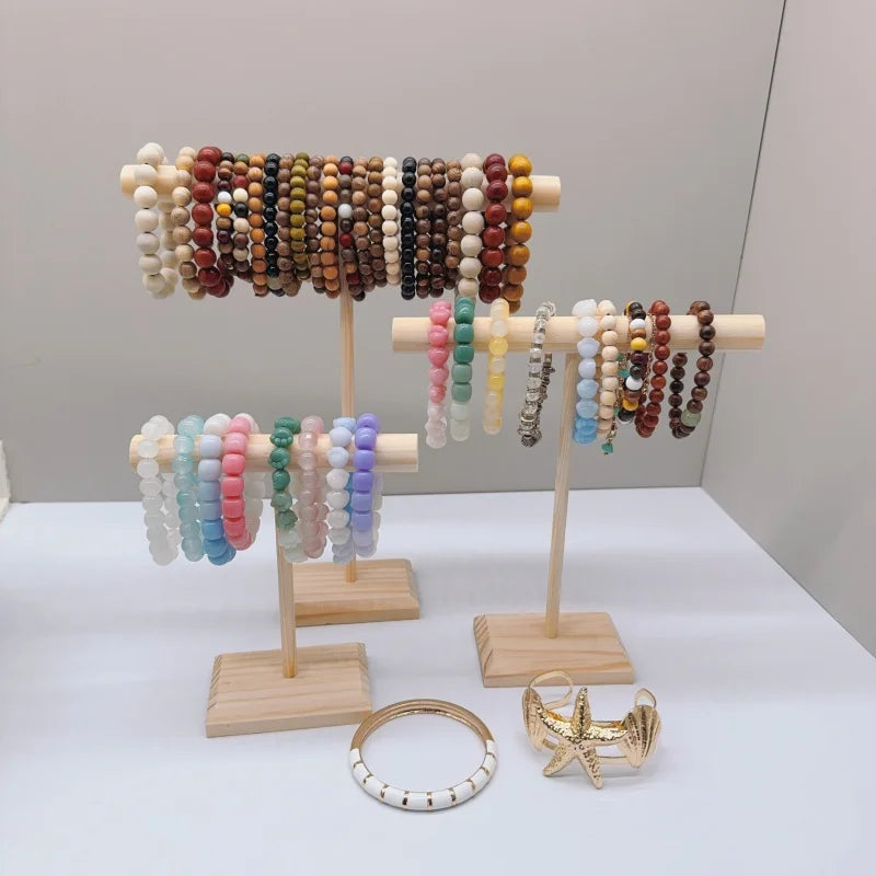 Solid Wood Jewelry Props Display Stand Bracelet Necklace Hair Band Jewelry Storage Display Rack With Wooden Base Supply