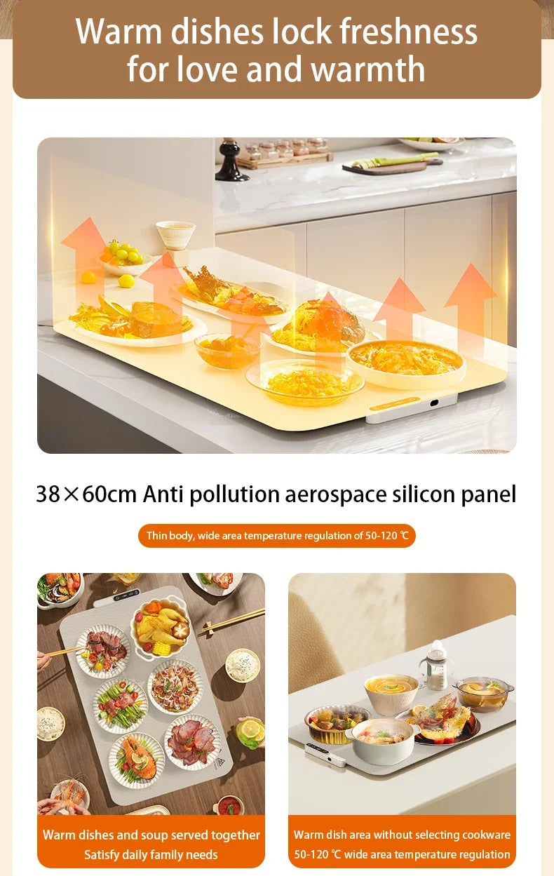 Electric Warming Tray Food Warmer Plate Foldable Portable Smart Food Fast Heating Mat Electric Warming Tray Food Warming Board
