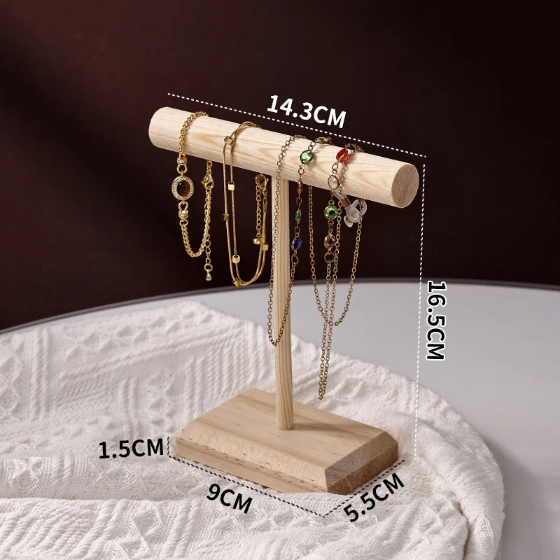 Solid Wood Jewelry Props Display Stand Bracelet Necklace Hair Band Jewelry Storage Display Rack With Wooden Base Supply