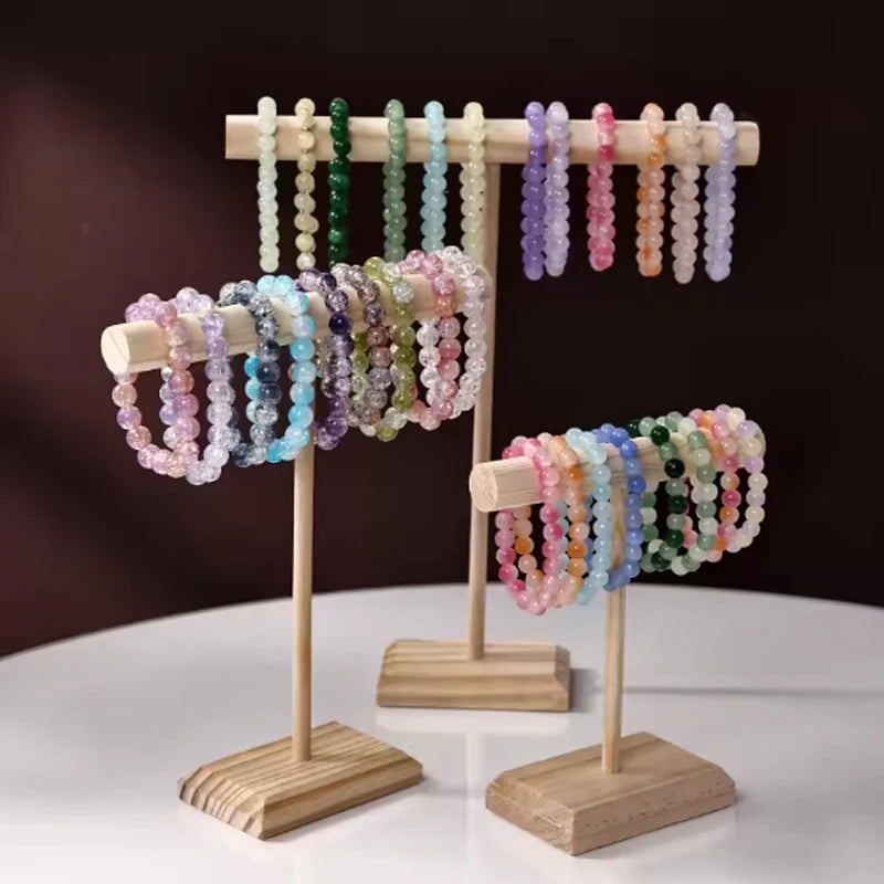 Solid Wood Jewelry Props Display Stand Bracelet Necklace Hair Band Jewelry Storage Display Rack With Wooden Base Supply