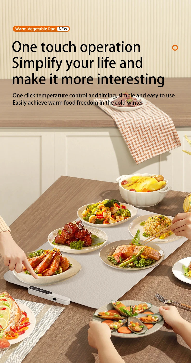 Electric Warming Tray Food Warmer Plate Foldable Portable Smart Food Fast Heating Mat Electric Warming Tray Food Warming Board
