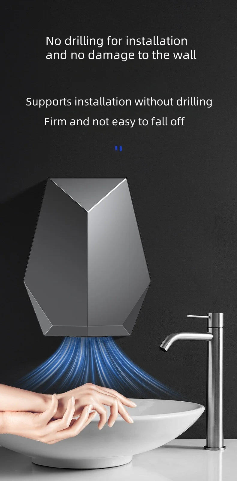 GMDQ Mini Fully Automatic Induction Hand Dryer 1600W Automatic High-speed Warm Air Hand Dryer