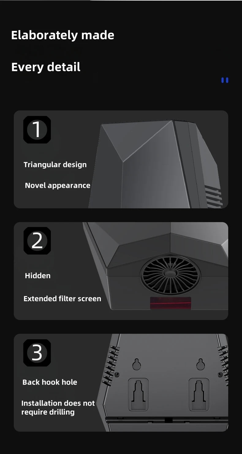 GMDQ Mini Fully Automatic Induction Hand Dryer 1600W Automatic High-speed Warm Air Hand Dryer