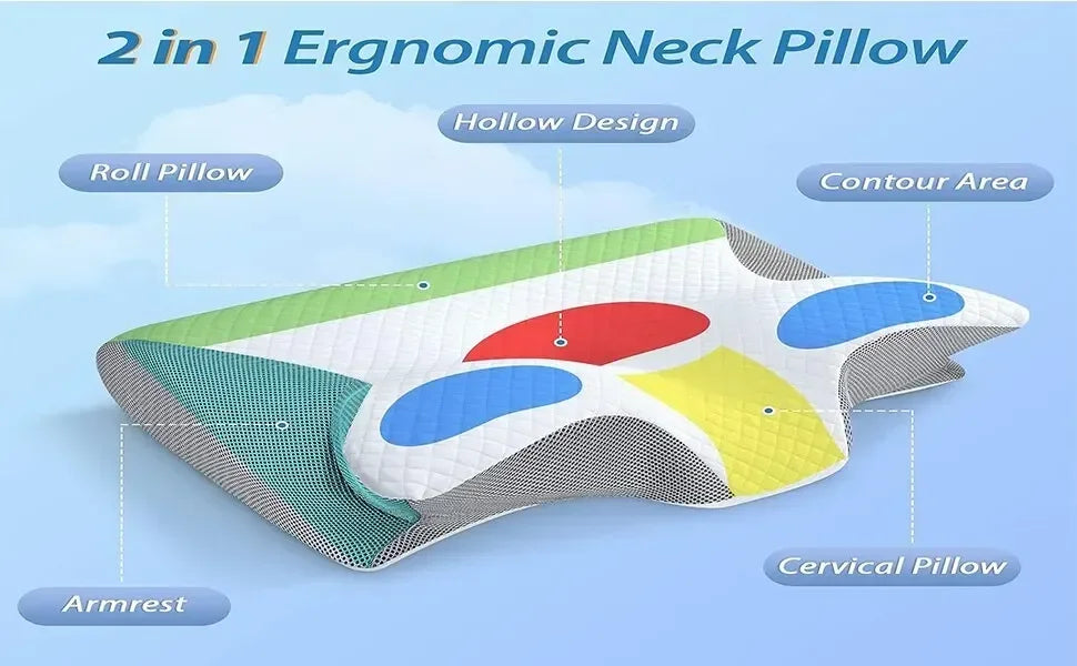 1pc Memory Foam Cervical Pillow Neck Protection Slow Rebound Memory Pillow Butterfly Shaped Cervical Neck Sleep care healthy