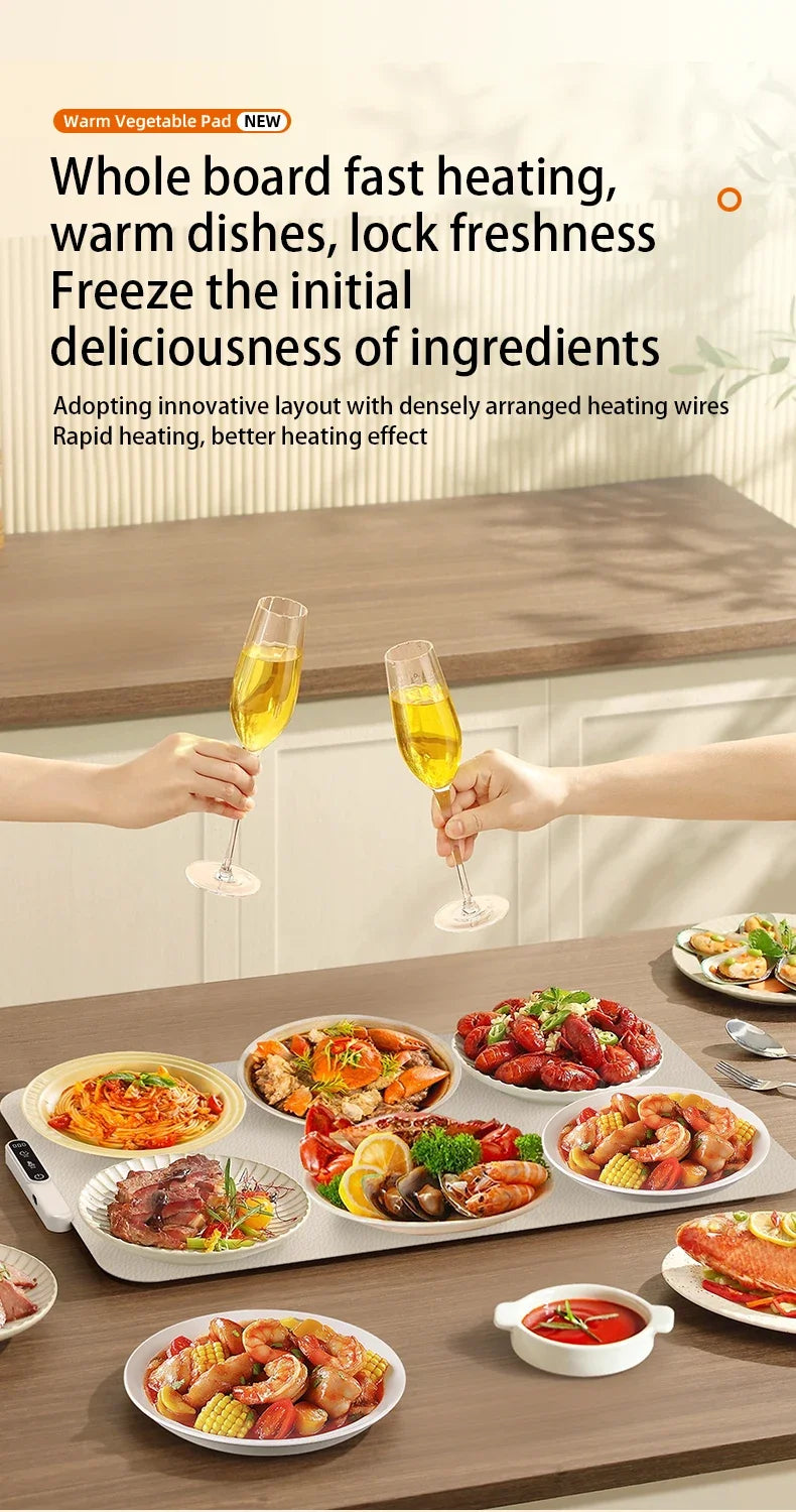 Electric Warming Tray Food Warmer Plate Foldable Portable Smart Food Fast Heating Mat Electric Warming Tray Food Warming Board