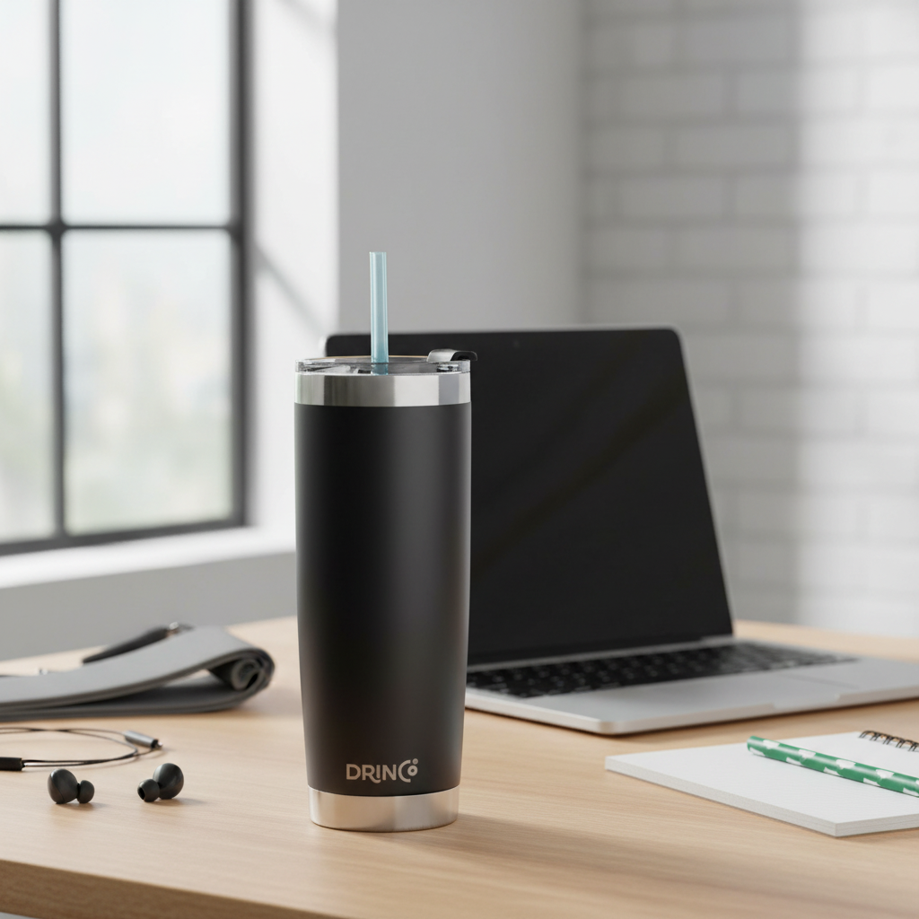 DRINCO Black Insulated Tumbler Lifestyle Shot